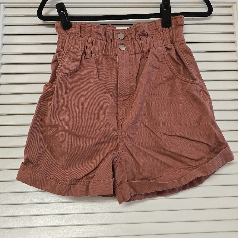 H&M - High-Waisted 100% Cotton Paper Bag Shorts With Pockets
